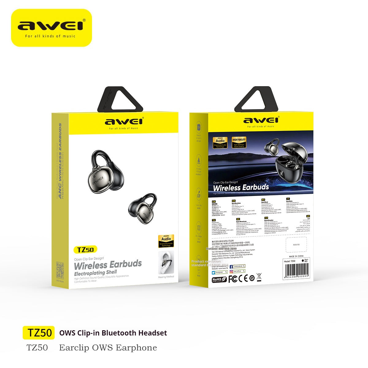 AWEI OWS Clip-on Bluetooth Headphones